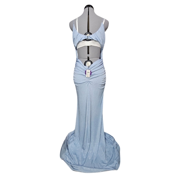 NWT Windsor Women's SIZE XL Glitter Open-Back Formal Gown in Periwinkle Blue - Picture 2 of 5